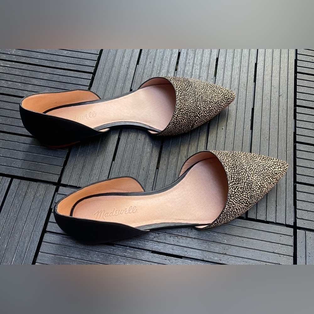 Madewell Women's d'Orsay Flat in Spotted Calf Hair Leather Size 9.5